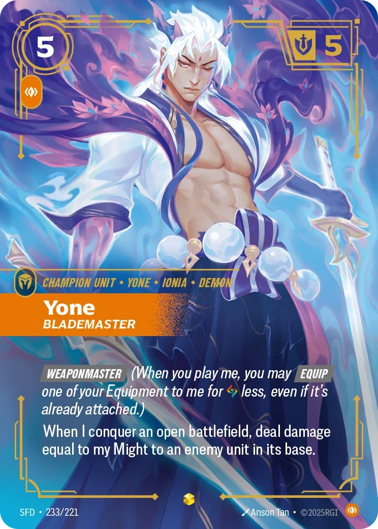 (233/221) Riftbound TCG Spiritforged Single: Yone, Blademaster (V.2 - Showcase) Holo Showcase
