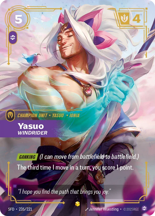 (235/221) Riftbound TCG Spiritforged Single: Yasuo, Windrider (V.1 - Showcase) Holo Showcase