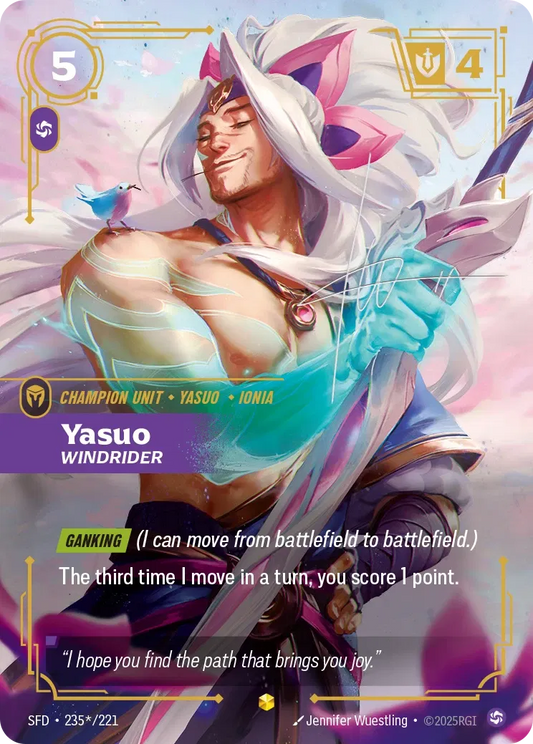 (235*/221) Riftbound TCG Spiritforged Single: Yasuo, Windrider (V.2 - Signed Showcase) Holo Signed Showcase