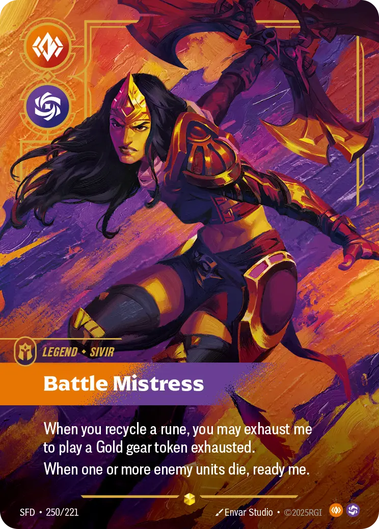 (250/221) Riftbound TCG Spiritforged Single: Sivir, Battle Mistress (V.2 - Showcase) Holo Showcase