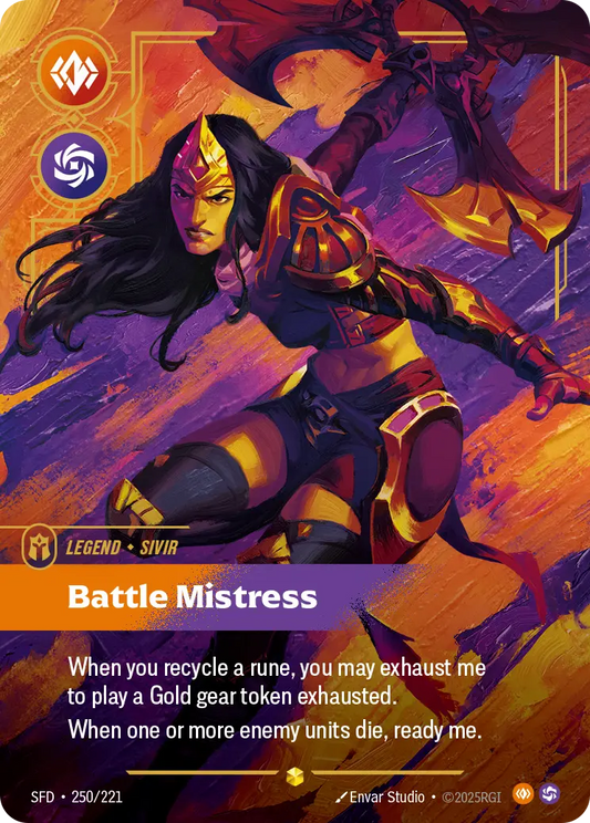(250/221) Riftbound TCG Spiritforged Single: Sivir, Battle Mistress (V.2 - Showcase) Holo Showcase