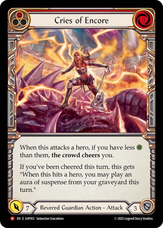 (012) Flesh & Blood TCG Super Slam Single: Cries of Encore (Extended Art Cold Foil)  Majestic