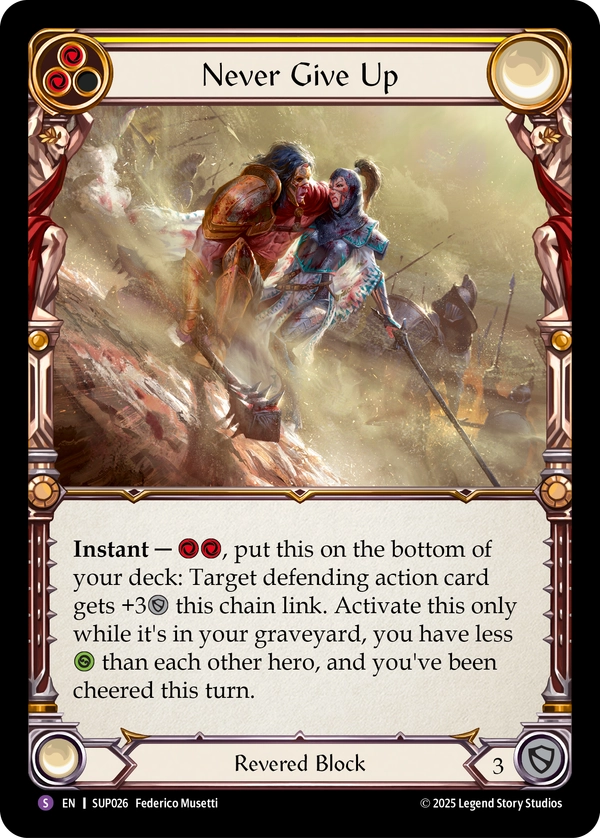 (026) Flesh & Blood TCG Super Slam Single: Never Give Up (Rainbow Foil)  Super Rare