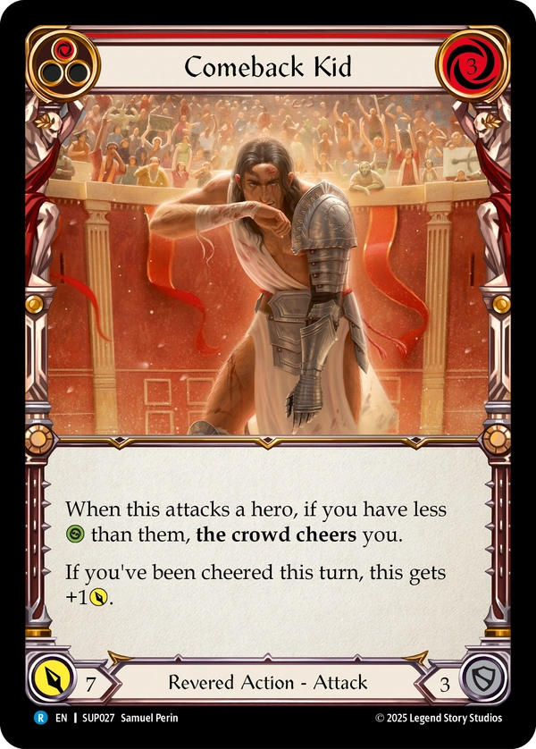 (027) Flesh & Blood TCG Super Slam Single: Comeback Kid (Red) (Rainbow Foil)  Rare