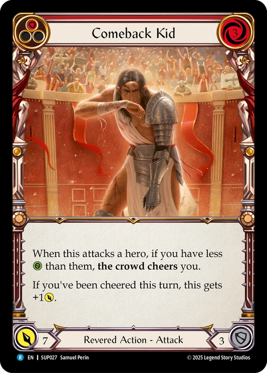 (027) Flesh & Blood TCG Super Slam Single: Comeback Kid (Red) (Rainbow Foil)  Rare