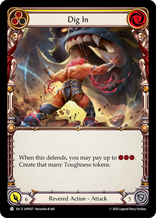 (037) Flesh & Blood TCG Super Slam Single: Dig In (Yellow) (Rainbow Foil)  Common