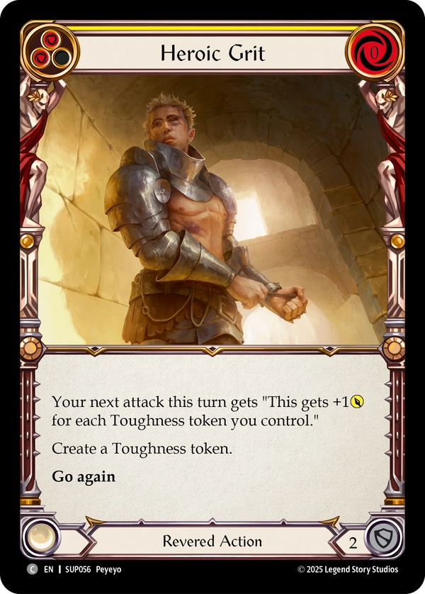 (056) Flesh & Blood TCG Super Slam Single: Heroic Grit (Rainbow Foil)  Common