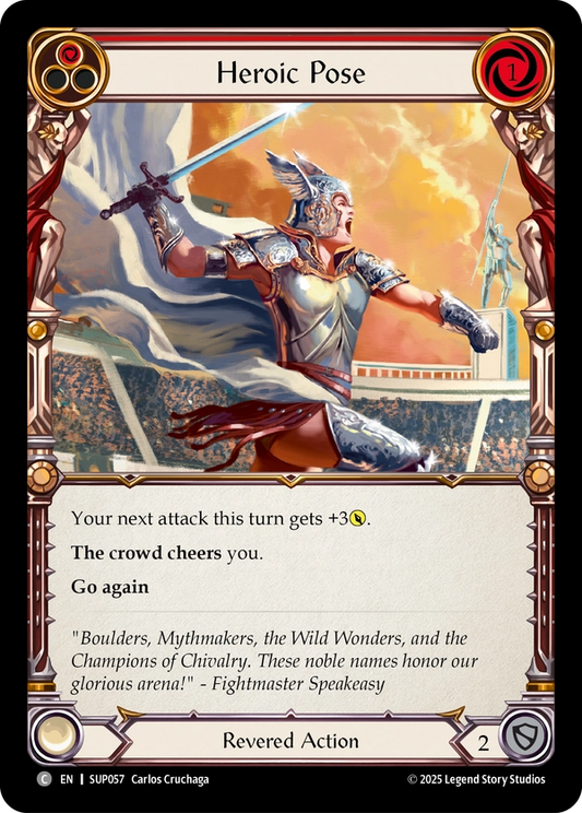 (057) Flesh & Blood TCG Super Slam Single: Heroic Pose (Red) (Regular)  Common