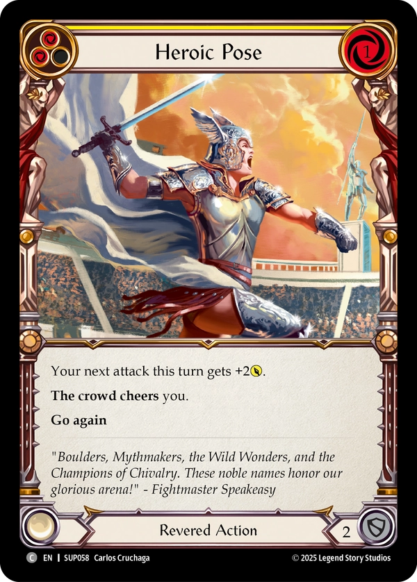 (058) Flesh & Blood TCG Super Slam Single: Heroic Pose (Yellow) (Regular)  Common