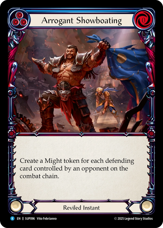 (096) Flesh & Blood TCG Super Slam Single: Arrogant Showboating (Rainbow Foil)  Rare