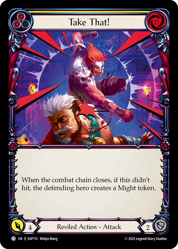 (112) Flesh & Blood TCG Super Slam Single: Take That! (Yellow) (Rainbow Foil)  Common