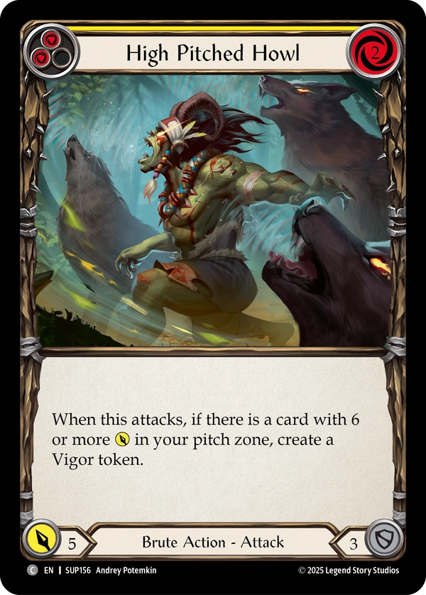 (156) Flesh & Blood TCG Super Slam Single: High Pitched Howl (Yellow) (Regular)  Common