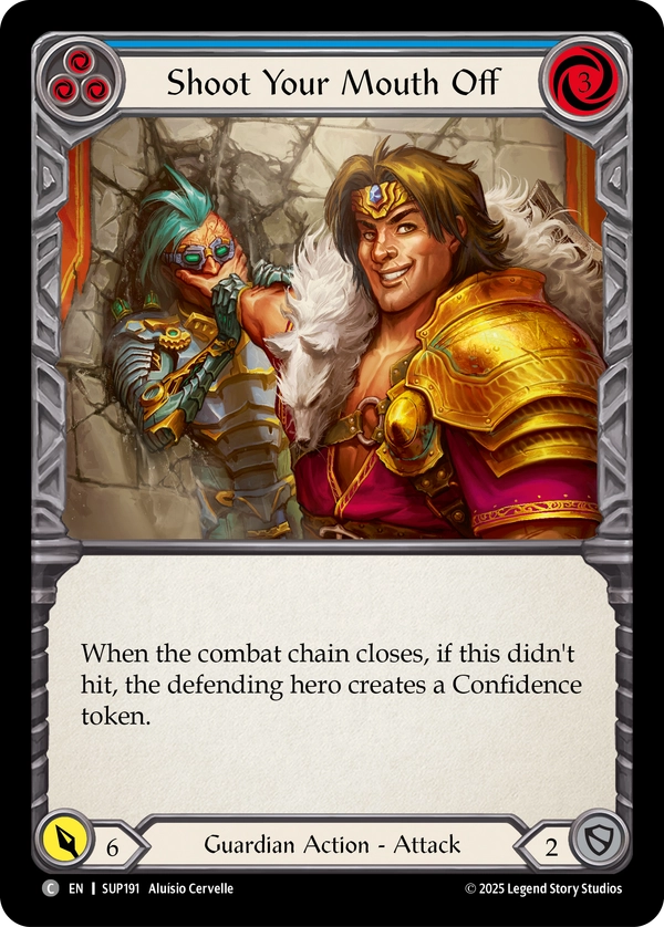 (191) Flesh & Blood TCG Super Slam Single: Shoot Your Mouth Off (Blue) (Regular)  Common