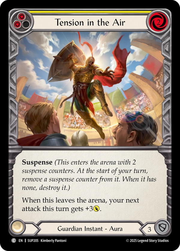 (205) Flesh & Blood TCG Super Slam Single: Tension in the Air (Yellow) (Rainbow Foil)  Common