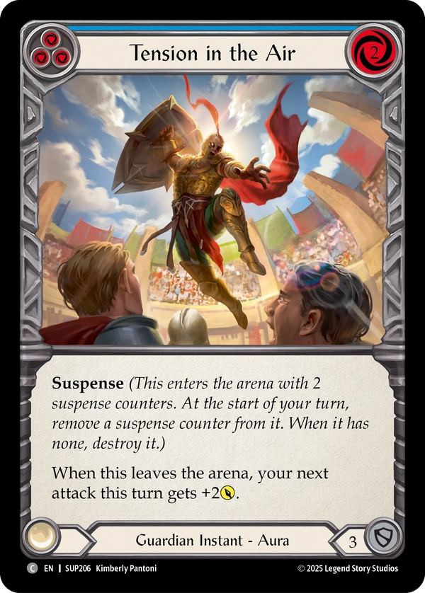 (206) Flesh & Blood TCG Super Slam Single: Tension in the Air (Blue) (Rainbow Foil)  Common