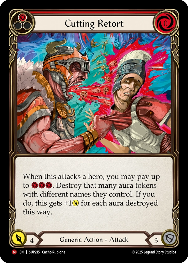 (215) Flesh & Blood TCG Super Slam Single: Cutting Retort (Rainbow Foil)  Majestic