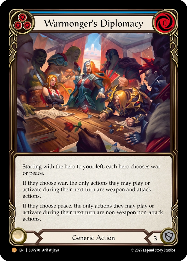 (270) Flesh & Blood TCG Super Slam Single: Warmonger's Diplomacy (Rainbow Foil)  Legendary