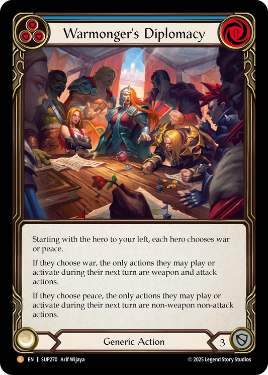 (270) Flesh & Blood TCG Super Slam Single: Warmonger's Diplomacy (Cold Foil)  Legendary