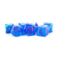Fanroll: 16mm Acrylic Polyhedral Dice Set: Stardust Blue w/ Purple Numbers