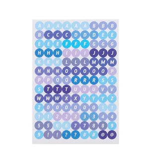 Round Alphabet & Number Stickers: Blue Purple Gradient