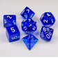 Chessex Translucent Polyhedral 7-Die Set: Translucent Dark Blue / White