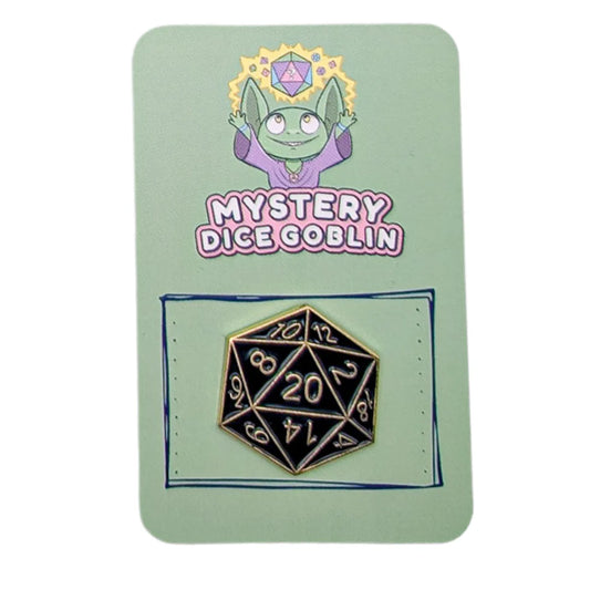 Mystery Dice Goblin: Black D20 Pin