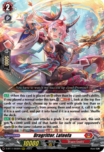 (003) Cardfight Vanguard Clash of the Heroes Single: Dragritter, Lateefa [D-Format] (V.1 - Triple Rare)  Triple Rare