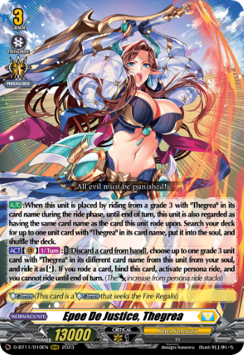 (010) Cardfight Vanguard Clash of the Heroes Single: Epee De Justice, Thegrea [D-Format] (V.1 - Triple Rare)  Triple Rare