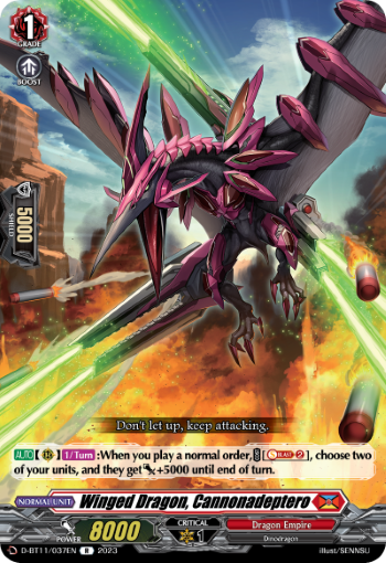 (037) Cardfight Vanguard Clash of the Heroes Single: Winged Dragon, Cannonadeptero [D-Format] (V.1 - Rare)  Rare