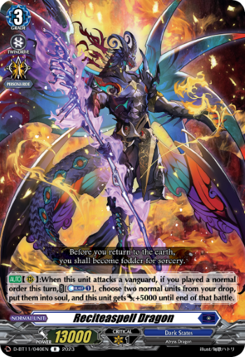 (040) Cardfight Vanguard Clash of the Heroes Single: Reciteaspell Dragon [D-Format] (V.1 - Rare)  Rare