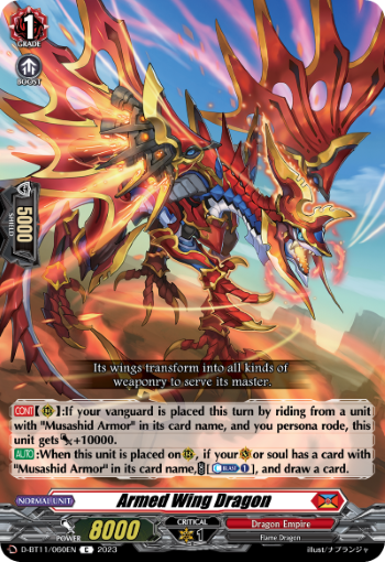 (060) Cardfight Vanguard Clash of the Heroes Single: Armed Wing Dragon [D-Format]  Common