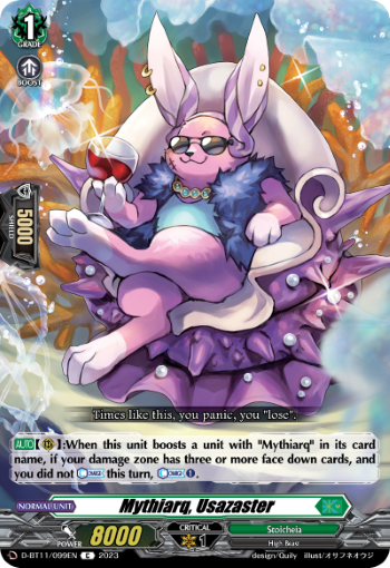 (099) Cardfight Vanguard Clash of the Heroes Single: Mythiarq, Usazaster [D-Format]  Common