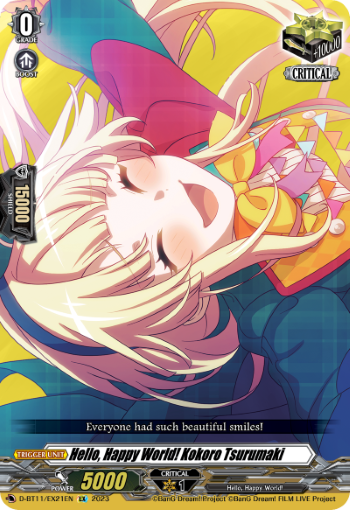 (EX21) Cardfight Vanguard Clash of the Heroes Single: Hello, Happy World! Kokoro Tsurumaki [D-Format] (V.1 - Feature Rare)  Feature Rare