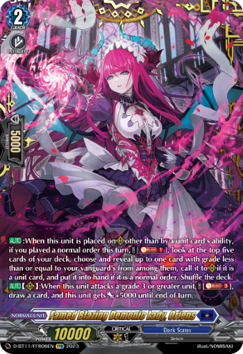 (FFR06) Cardfight Vanguard Clash of the Heroes Single: Famed Blazing Demonic Lady, Oriens [D-Format] (V.2 - Feature Rare)  Feature Rare