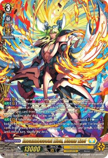 (FFR11) Cardfight Vanguard Clash of the Heroes Single: Incandescent Lion, Blond Ezel [D-Format] (V.2 - Feature Rare)  Feature Rare