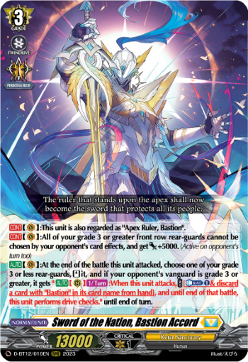 (010) Cardfight Vanguard Evenfall Onslaught Single: Sword of the Nation, Bastion Accord [D-Format] (V.1 - Triple Rare)  Triple Rare