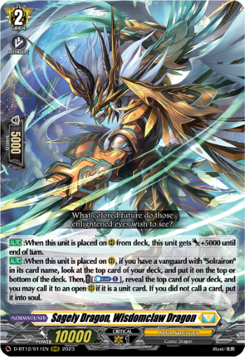 (011) Cardfight Vanguard Evenfall Onslaught Single: Sagely Dragon, Wisdomclaw Dragon [D-Format] (V.1 - Triple Rare)  Triple Rare