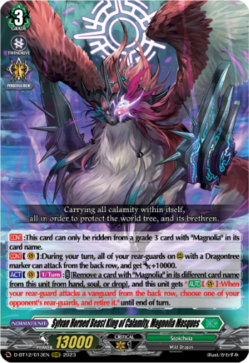 (013) Cardfight Vanguard Evenfall Onslaught Single: Sylvan Horned Beast King of Calamity, Magnolia Masques [D-Format] (V.1 - Triple Rare)  Triple Rare