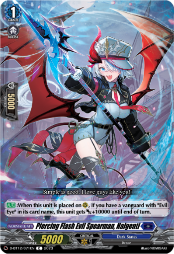 (071) Cardfight Vanguard Evenfall Onslaught Single: Piercing Flash Evil Spearman, Halgenti [D-Format]  Common