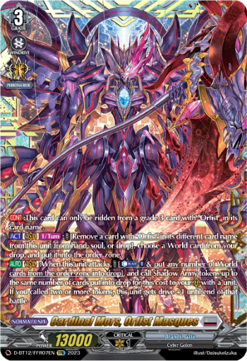 (FFR07) Cardfight Vanguard Evenfall Onslaught Single: Cardinal Mors, Orfist Masques [D-Format] (V.2 - Double Frame Rare)  Double Frame Rare