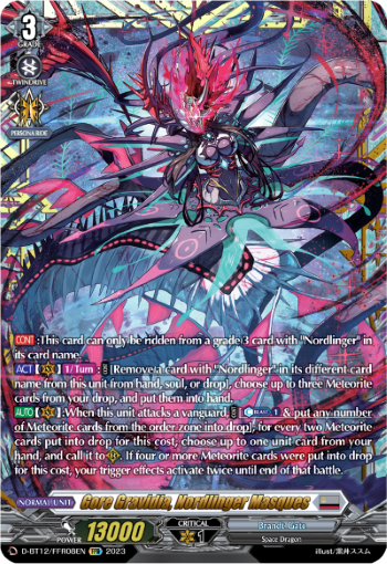 (FFR08) Cardfight Vanguard Evenfall Onslaught Single: Gore Gravidia, Nordlinger Masques [D-Format] (V.2 - Double Frame Rare)  Double Frame Rare