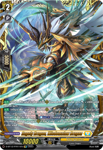 (FFR11) Cardfight Vanguard Evenfall Onslaught Single: Sagely Dragon, Wisdomclaw Dragon [D-Format] (V.2 - Double Frame Rare)  Double Frame Rare