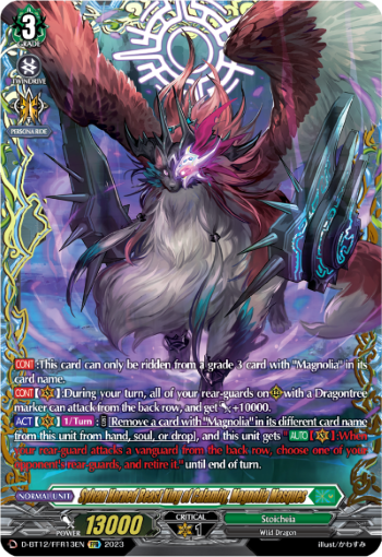 (FFR13) Cardfight Vanguard Evenfall Onslaught Single: Sylvan Horned Beast King of Calamity, Magnolia Masques [D-Format] (V.2 - Double Frame Rare)  Double Frame Rare