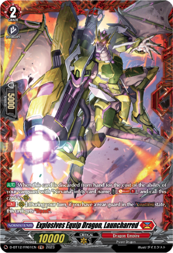 (FR01) Cardfight Vanguard Evenfall Onslaught Single: Explosives Equip Dragon, Launcharred [D-Format] (V.2 - Frame Rare)  Frame Rare