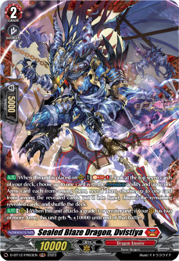 (FR03) Cardfight Vanguard Evenfall Onslaught Single: Sealed Blaze Dragon, Dvistiya [D-Format] (V.2 - Frame Rare)  Frame Rare