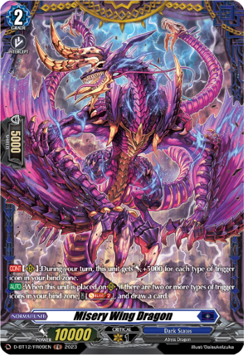 (FR09) Cardfight Vanguard Evenfall Onslaught Single: Misery Wing Dragon [D-Format] (V.2 - Frame Rare)  Frame Rare