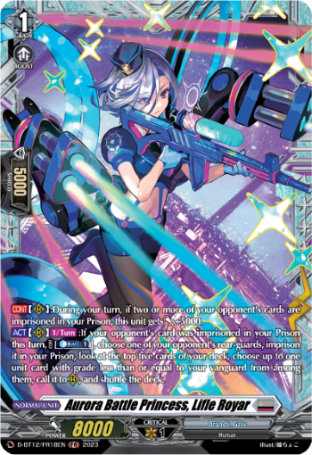 (FR18) Cardfight Vanguard Evenfall Onslaught Single: Aurora Battle Princess, Lifle Royar [D-Format] (V.2 - Frame Rare)  Frame Rare