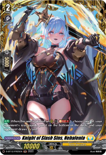 (FR25) Cardfight Vanguard Evenfall Onslaught Single: Knight of Slash Sins, Nehalenia [D-Format] (V.2 - Frame Rare)  Frame Rare