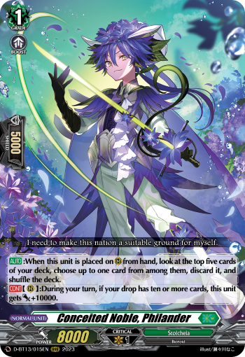 (015) Cardfight Vanguard Flight of Chakrabarthi Single: Conceited Noble, Philander [D-Format] (V.1 - Triple Rare)  Triple Rare