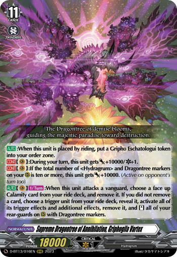 (016) Cardfight Vanguard Flight of Chakrabarthi Single: Supreme Dragontree of Annihilation, Griphogila Vartex [D-Format] (V.1 - Triple Rare)  Triple Rare